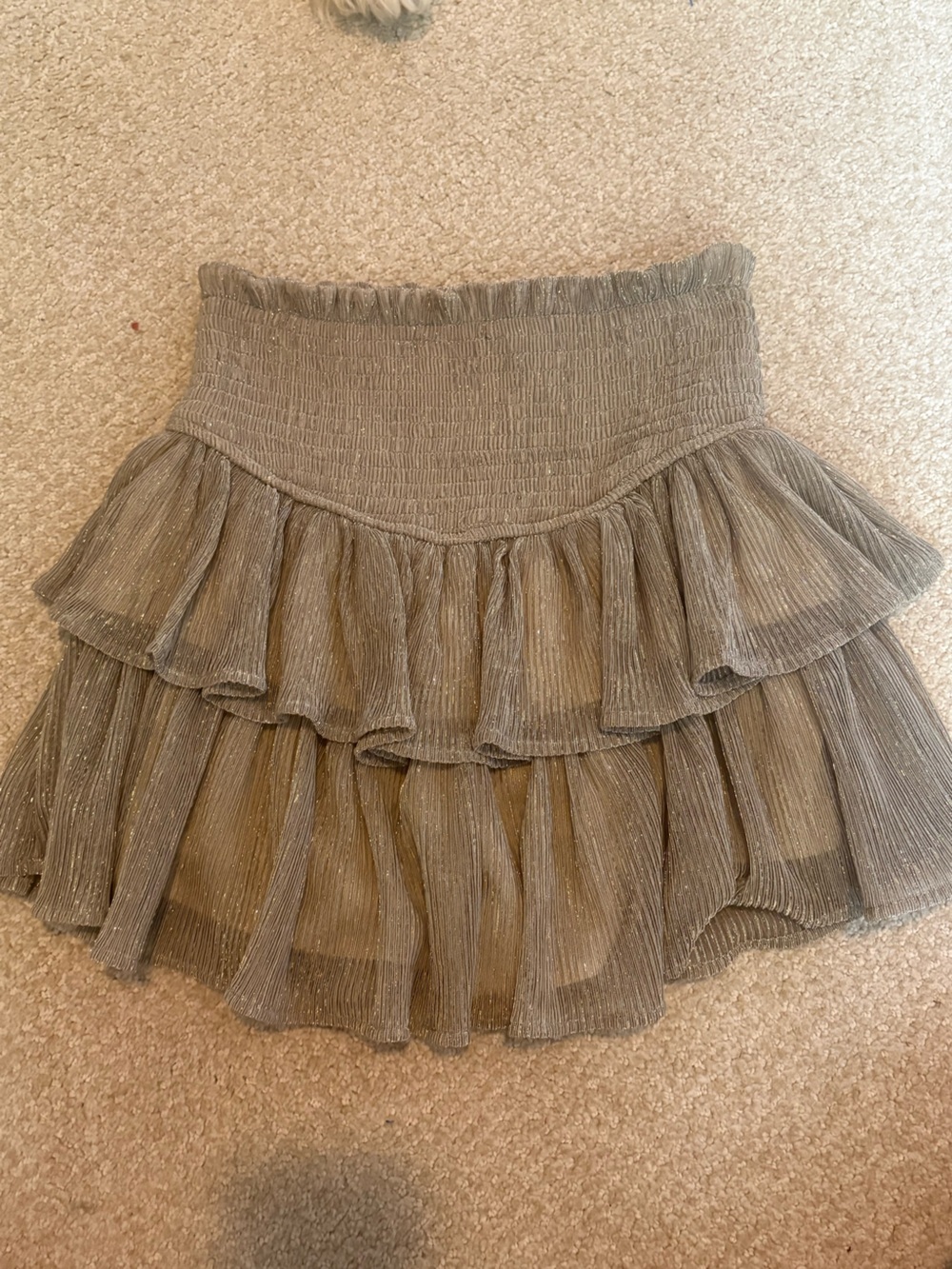 Fab’rik Small Taupe Ruffled Tiered Mini Skirt -